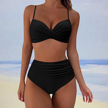 Erica - Stilvoll hohe taille bikini – Schwarz