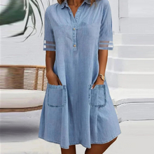 Chloé – Denim-Mini-Kleid mit Seitentaschen – Blau