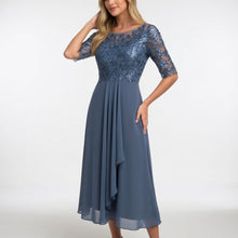 Zerda – Elegantes Midi Kleid Aus Spitze – Blau