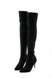 Elegante Overknee-Stiefel aus Velours – Stilvoll & Feminin – Schwarz