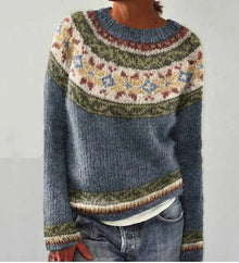 Tanja | Retro-Pullover für die goldene Herbstzeit – Grau / Sterne