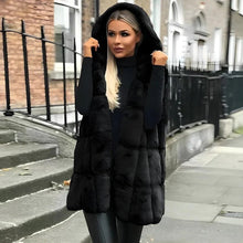 Winterweste mit Kapuze für Damen – Schwarz