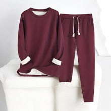 Loungewear-Set | Weite Hose & Langarm-Top | Eleganter Komfort – Weinrot
