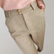 Stoffhose mit hohem Bund | Zarte Struktur | Eleganter Schnitt – Beige