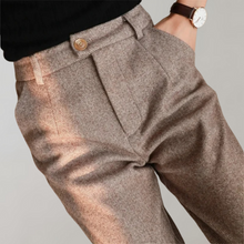 Stoffhose mit hohem Bund | Zarte Struktur | Eleganter Schnitt – Khaki