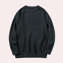 Trond - Lässiger Herren-Pullover mit Rundhalsausschnitt – Schwarz