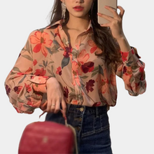 Jasmine® | Feine Blumenbluse für Damen – Orange
