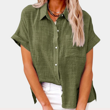 Bluse mit Knopfleiste | Aufgerollte Ärmel | Lässiger Chic – Grün