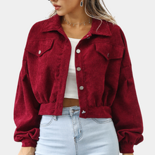 Cropped Cordjacke | Trendige Oversize-Ärmel | Stilvolles Casual-Design – Rot