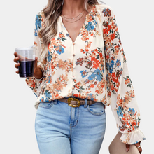 Hope® | Damenbluse mit V-Ausschnitt und Blumenmuster – Aprikose