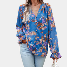 Hope® | Damenbluse mit V-Ausschnitt und Blumenmuster – Blau