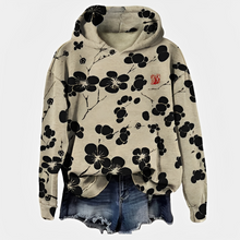 Emelyn - Damen Hoodie mit Blumen-Akzent – Schwarz