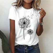T-Shirt mit Pusteblumen-Print | Rundhals | Lässiger Schnitt – Weiß