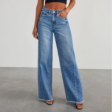 Pauline | Vintage Gewaschene Weit Geschnittene Gerade Jeans Damen – Blau
