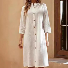 Hemdblusenkleid Damen elegant | Mit Knopfleiste & Lockerem Stil – Weiß