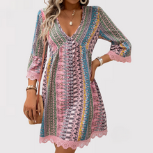 Luzzel - Elegantes V-Ausschnitt Bohème Maxikleid – Rosa