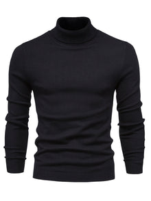 Eleganter Herren Rollkragenpullover aus Merinowolle – Schwarz