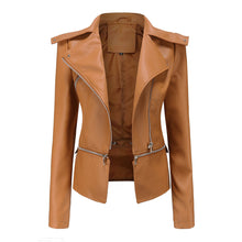 Schlanke Passform Bikerjacke für Damen | Lässig – Kamel