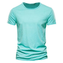 Herren Lässig T-Shirt | Bequem – Cyan Blau