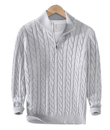 Oliver | Strickpullover mit Zippkragen – Grau