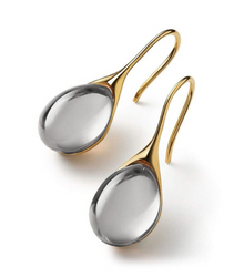 Krystal-Tropfenohrringe aus Gold und Silber – Grau