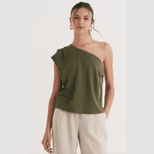 Sienna | One-Shoulder Top mit lässigem Schnitt – Grün