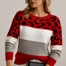 Raphaelle - Damenpullover mit auffälligem Muster – Rot