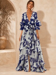 Liaya – Stilvolles „Korallengarten“-Kleid – Blau
