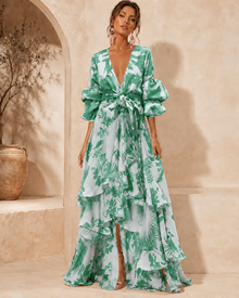 Liaya – Stilvolles „Korallengarten“-Kleid – Grün