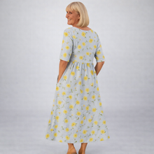 Zunia – Midi-Kleid Mit Blumenmuster Und Taschen – Hellgelb