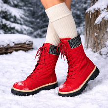 Wadenhohe Damenstiefel mit dicker Sohle - Melissa – Rot