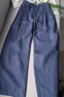 Kuupik – Weite Hose Aus Leinen – Marineblau