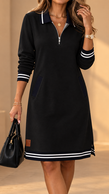 Keani - Elegantes Polo Kleid – Schwarz