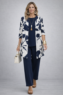 Evania | Elegantes 3-teiliges Casual-Set – Blau