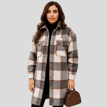 Megan | Karierte Wolljacke – Grau