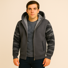 Jorn | Herren Winter Fleecejacke mit Kapuze und Farbkontrast – Space Grau