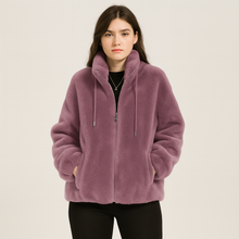 Kortney | Rote Plüschjacke aus Kunstpelz – Hellviolett