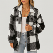 Pauline | Damen Plüsch Fleece Winterjacke – Schwarz