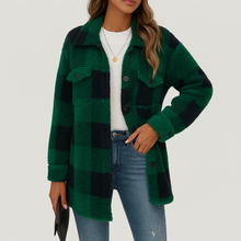 Pauline | Damen Plüsch Fleece Winterjacke – Grün