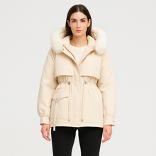 Éliane | Eleganter Winterparka aus Kunstfell – Beige
