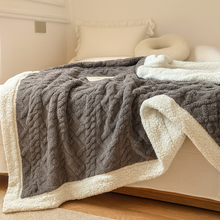 Verdickte doppelseitige Fleece-Bettdecke – Dunkelgrau