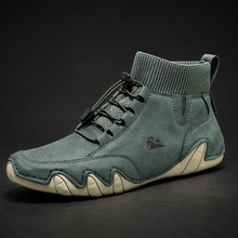 Tuncer – Turnschuh Aus Leder mit Schnürung – Grün