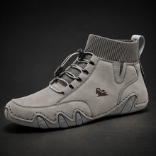Tuncer – Turnschuh Aus Leder mit Schnürung – Grau