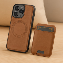 Magnetische iPhone-Brieftaschenhülle aus PU-Leder – Abnehmbares 2-in-1-Design mit Kartenfächern – Braun