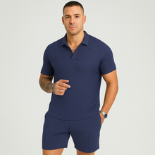 Herren Sommer Casual Set – Kurzarm-Poloshirt & passende Shorts – Marineblau