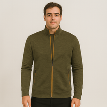 Caleb Eleganter Stretch-Cardigan – Armeegrün