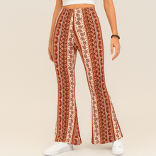 Chelsea – Boho-Schlaghose für Damen – Allover-Print, Slim Fit – Orange