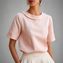 Genila – Bluse Mit Kurzen Ärmeln Und Rundkragen – Rosa