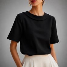 Genila – Bluse Mit Kurzen Ärmeln Und Rundkragen – Schwarz