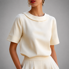 Genila – Bluse Mit Kurzen Ärmeln Und Rundkragen – Beige